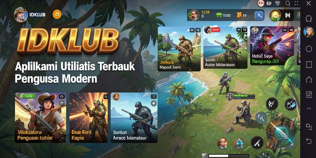 Tampilan modern IDKLUB dengan fitur utilitas yang menarik.