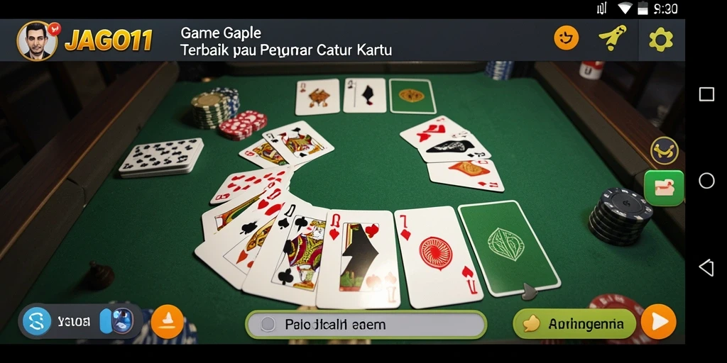 Tampilan permainan Gaple yang seru di JAGO11 dengan kartu berwarna-warni.