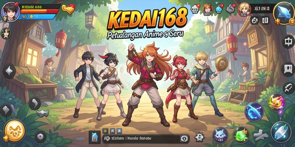 Screenshot KEDAI168 menampilkan aksi karakter anime dalam pertempuran yang seru.