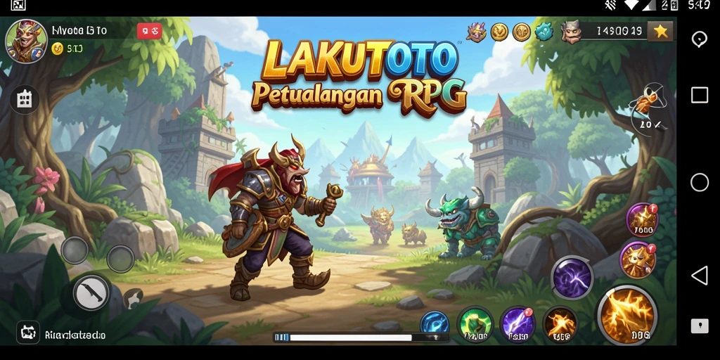 Menampilkan aksi seru dalam pertempuran RPG LAKUTOTO.