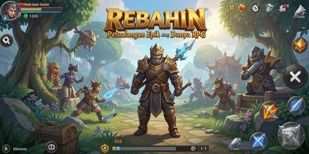 Tampilan gameplay menakjubkan di dunia RPG REBAHIN.
